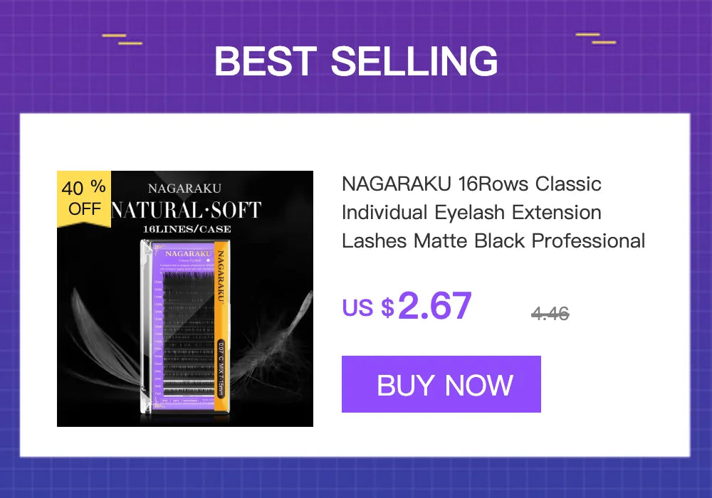 NAGARAKU Luxury Classic Eyelash Matte Black Dark Brown 100% Hand Made 3rd Classic Eyelash 16rows Individual Soft Natural