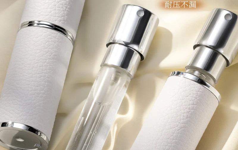 8ML Refillable Perfume Atomizer Highend Leather Mini Cosmetic Containers Rotary PressType Liner Glass Liquid Container косметика
