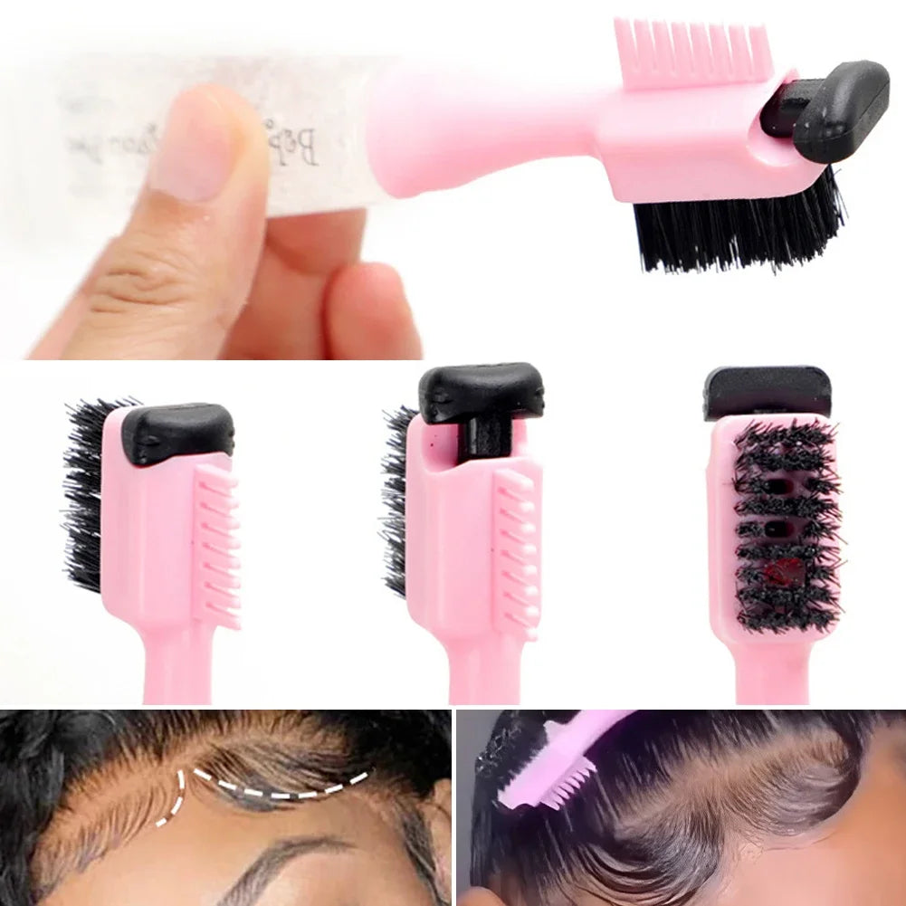 Edge Brush with Gel Dispenser Double Sided Edge Control Hair Comb Brushes for Women Girls Natural Styling Hair Edge Brushes Comb