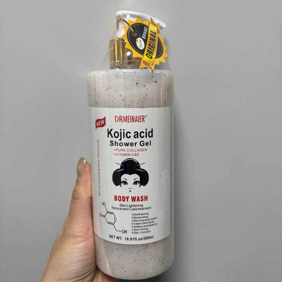 500ml Kojic Acid Shower Gel Deep Cleansing Brighten Skin Body Wash Skin Whitening Exfoliator Body Care Moisturizing Skincare