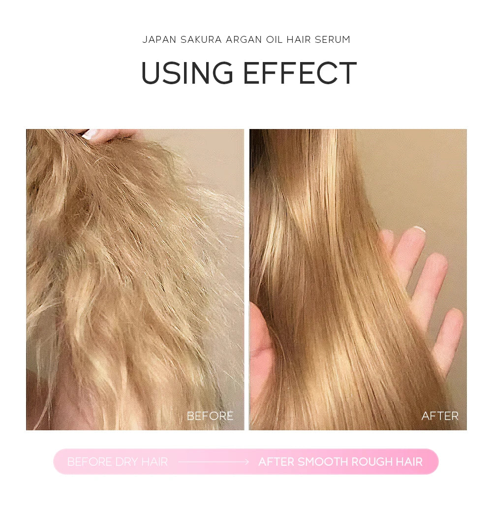 LAIKOU Japan Sakura Argan Hair Serum Nourishing Repair Split Ends Hair Essence (60ml/100ml)