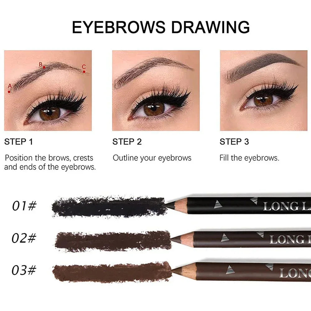 6/12Pcs Eye Brow Pencil Waterproof Professional Women Eye Makeup Pen Easy Color Natural Black Cosmetic Beauty Eyebrow Tool