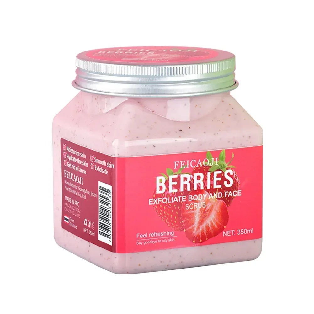 350ml Big Bottle Body Skin Scrub Deep Cleansing Face Exfoliating Hydrating Scrub Fruit Scented Mud Exfoliating Gel Body Lotion