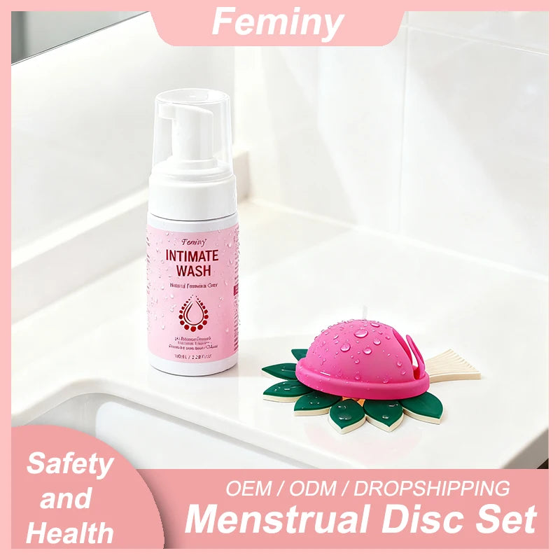 Menstrual Disc Woman Personal Health Set Medical Silicone Menstrual Disk With Intimate Wash