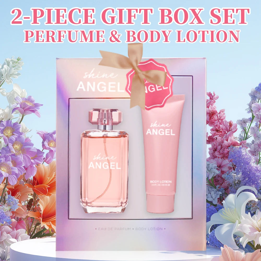 Eau de Parfum Spray and Body Lotion Gift Set Women's Fragrance Sets 3.4 Oz EDP Spray 2.8 Oz Body Cream Shine Angel 2 Pcs Gifts