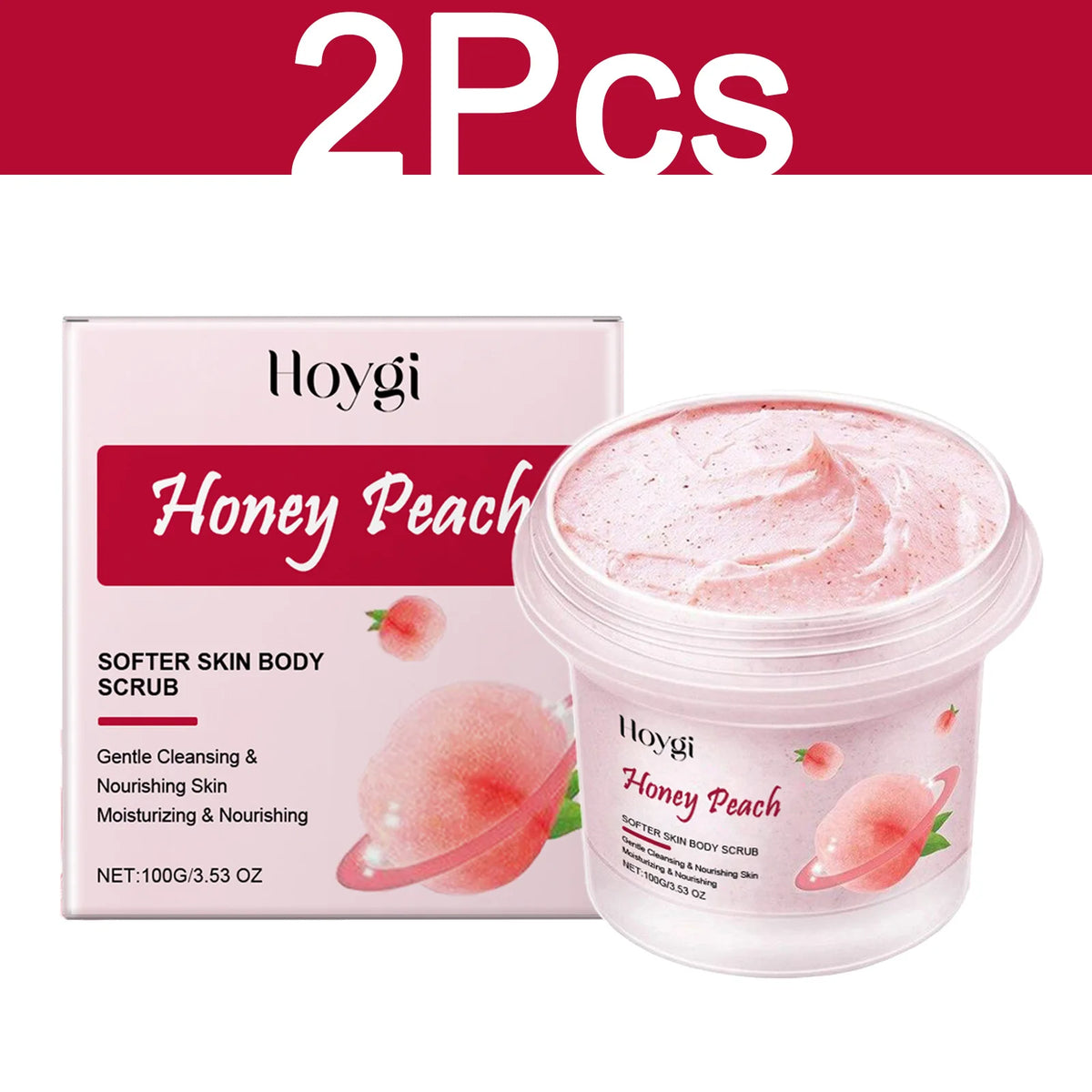 HOYGI Peach Body Scrub Gentle Exfoliating Smoothing Soften Skin Moisturizing Bathing Cleaning Pores Fruit Acid Skin Care 100g