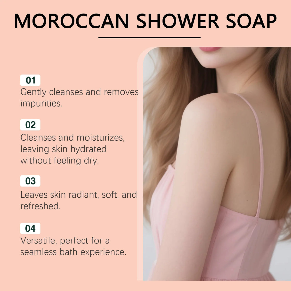 Moroccan Moisturizing Bath Soap Deep Cleanse Skin Dirt Prevent Pore Blockage Smooth Skin Rich Foam Gentle Exfoliating Shower Gel