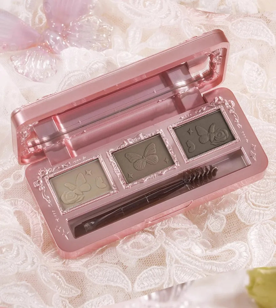 Flower Knows Midsummer Fairytales Eyebrow Powder 3 Color Eyebrow Palette Beauty Contour Eyebrow Pencil Professional Eye Makeup