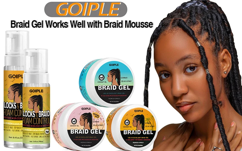 GOIPLE Hairstyle Fixative Cream Edge Control Oil Cornrow Styling Products Strong Hold Lock And Twist Foam Mousse Braid Hair Gel