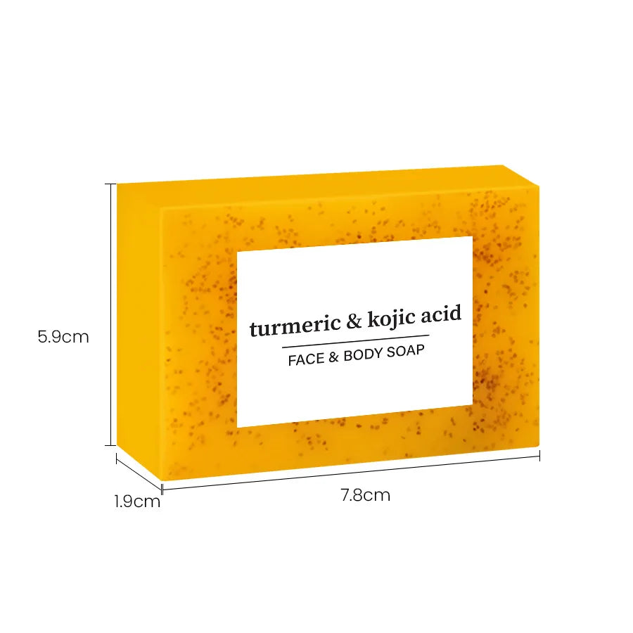 RDQCTQ 1pcs Turmeric Natural Bar Soap, Lemon Kojic Acid Soap, Shower and Facial Soap -No Harsh Ingredients 100g