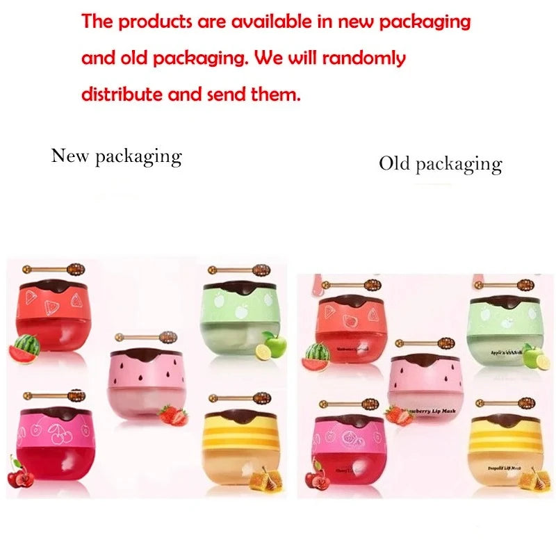 5.5g Lip Sleep Mask Night Sleep Maintenance Moisturizing Lip Gloss Bleach Cream Nourishing Lip Care Strawberry Honey
