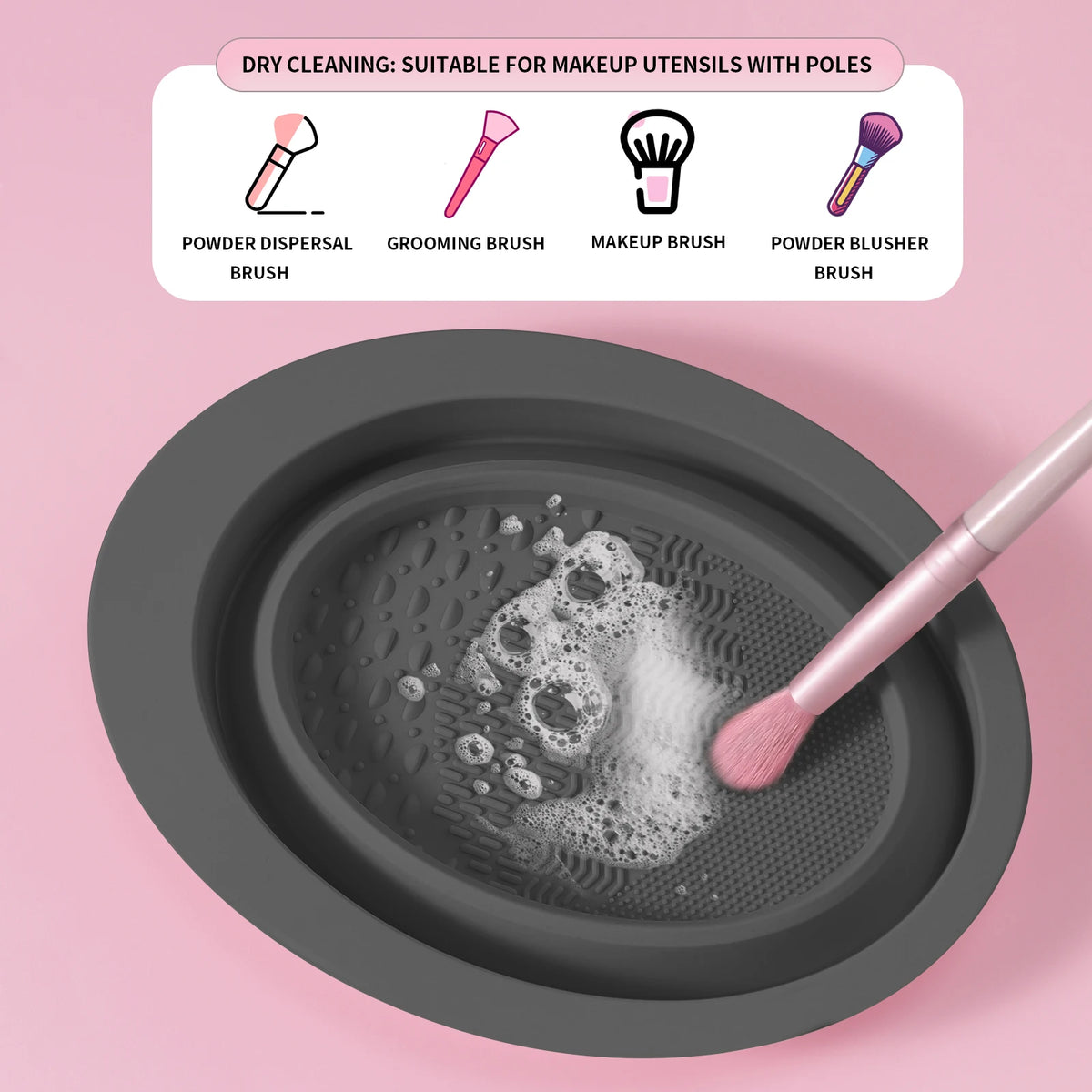 Makeup Brush Cleaning Tool,1pcs Silicone Brush Cleaner Pad Foldable Portable Cleaning Bowl For Makeup Brushes