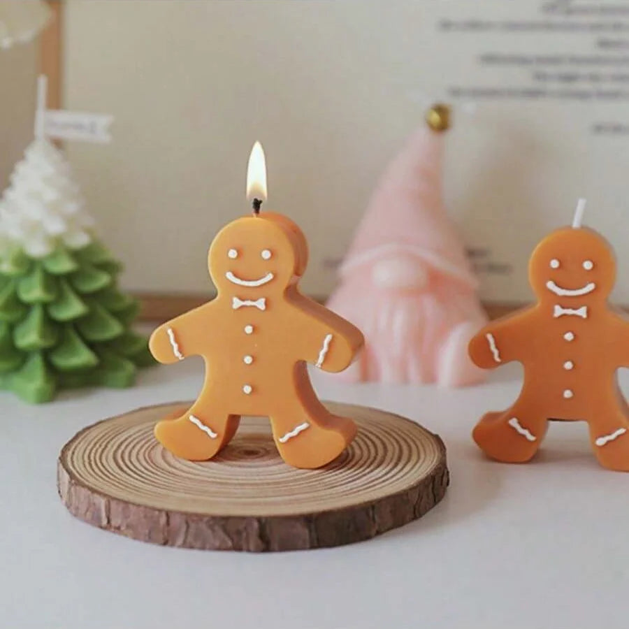 1pc Christmas Gingerbread Man Aromatherapy Candle Coffee Milk Fragrance Gift Fragrance Shape Wax Christmas Gift Fragrance Candle