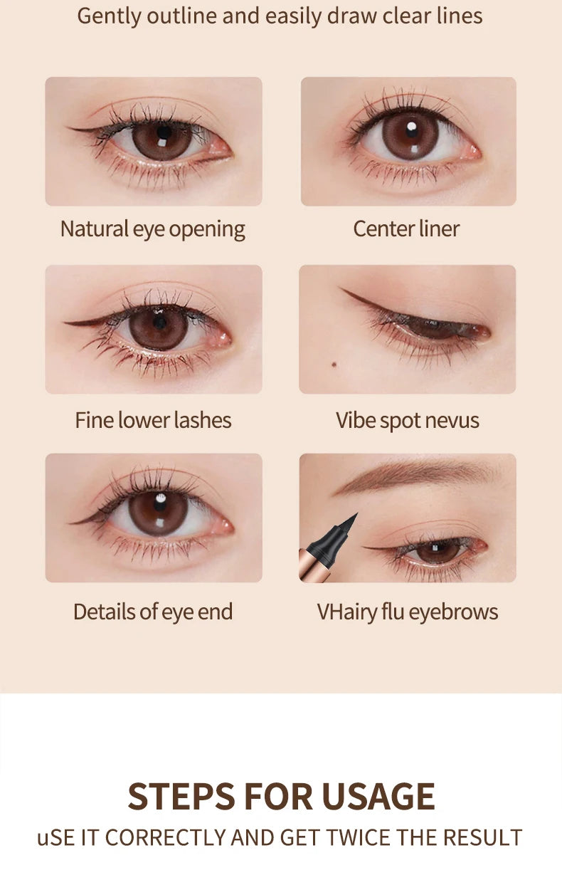 O'CHEAL Eyeliner Stamp Black Liquid Eyeliner Pen Waterproof Fast Dry Dual Head Eye Liner Pencil Make-up for Women Cosmetics Tool
