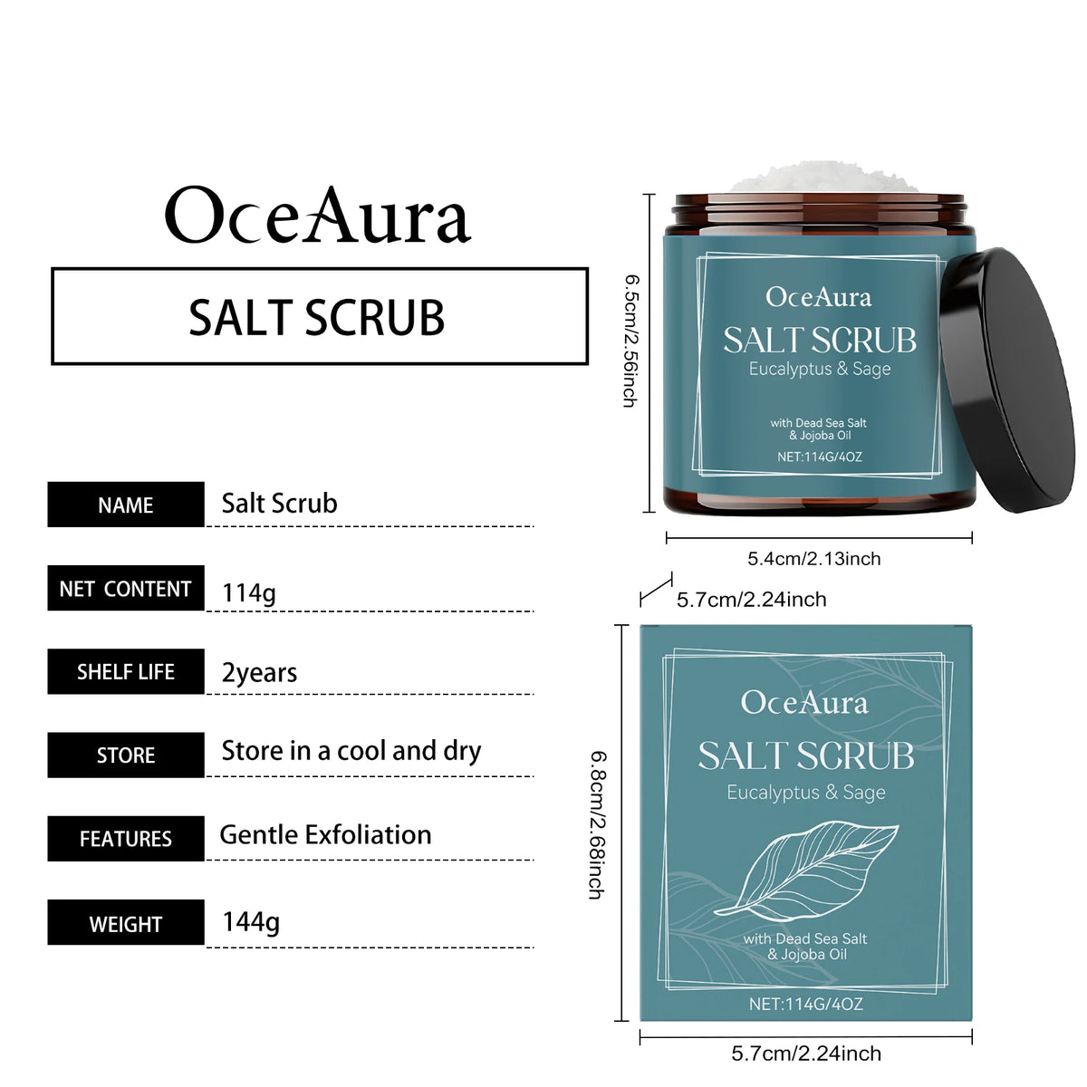 Sea Salt Body Scrub Brighten Skin Tone Deep Cleaning Dirt Unclog Pores Improve Skin Texture Antioxidant Gentle Exfoliating Scrub