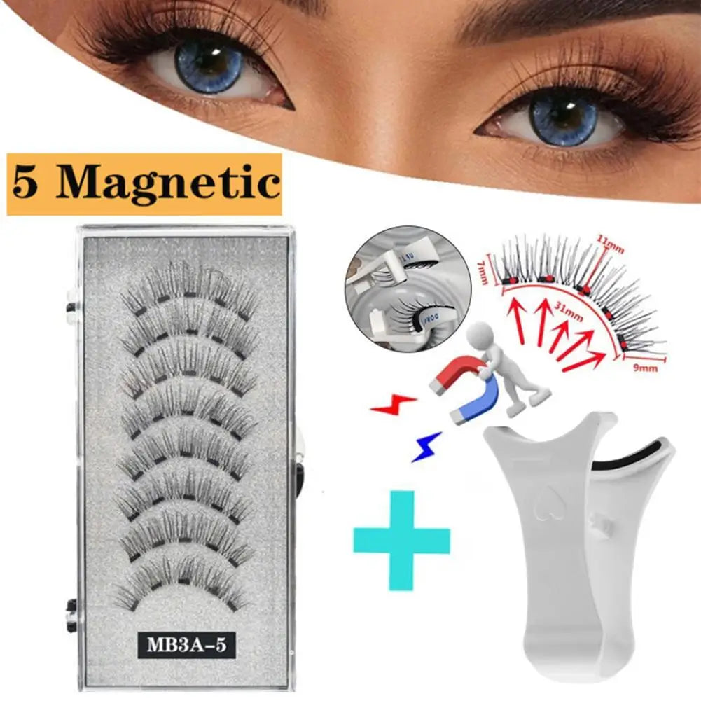 3D Natural ,With 5 Lashes Shipping Handmade Drop False Support Eyelashes Magnetic Reusable H8Y7