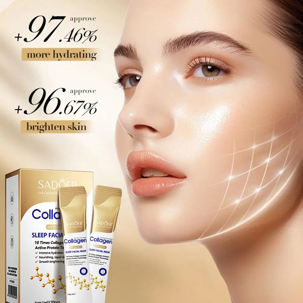 20pcs Collagen Sleeping Facial Masks Deep Moisturizing Brightening Firming Hydrating Face Mask Facial Skin Care for Women