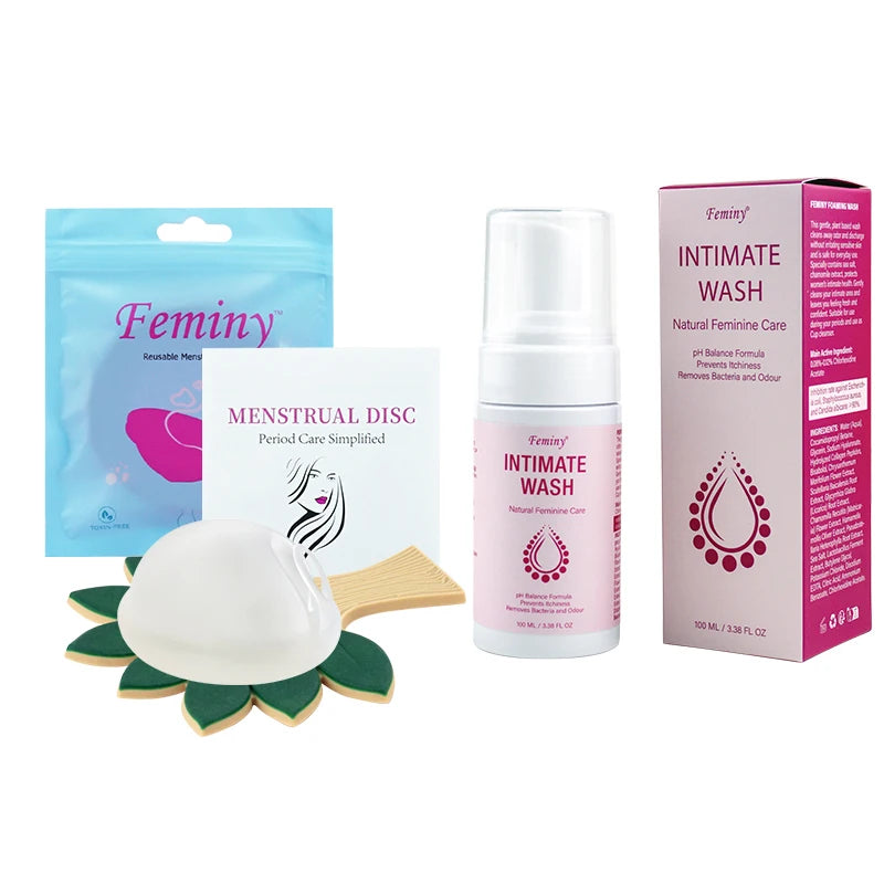 Menstrual Disc Woman Personal Health Set Medical Silicone Menstrual Disk With Intimate Wash