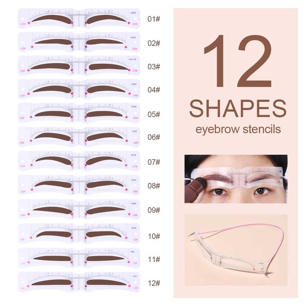 Complete Professional Makeup Brushes Eyebrow Powder Stencil Kit Waterproof Long Lasting Eyebrow Enhancers Brow Powder Stamp 1.8g