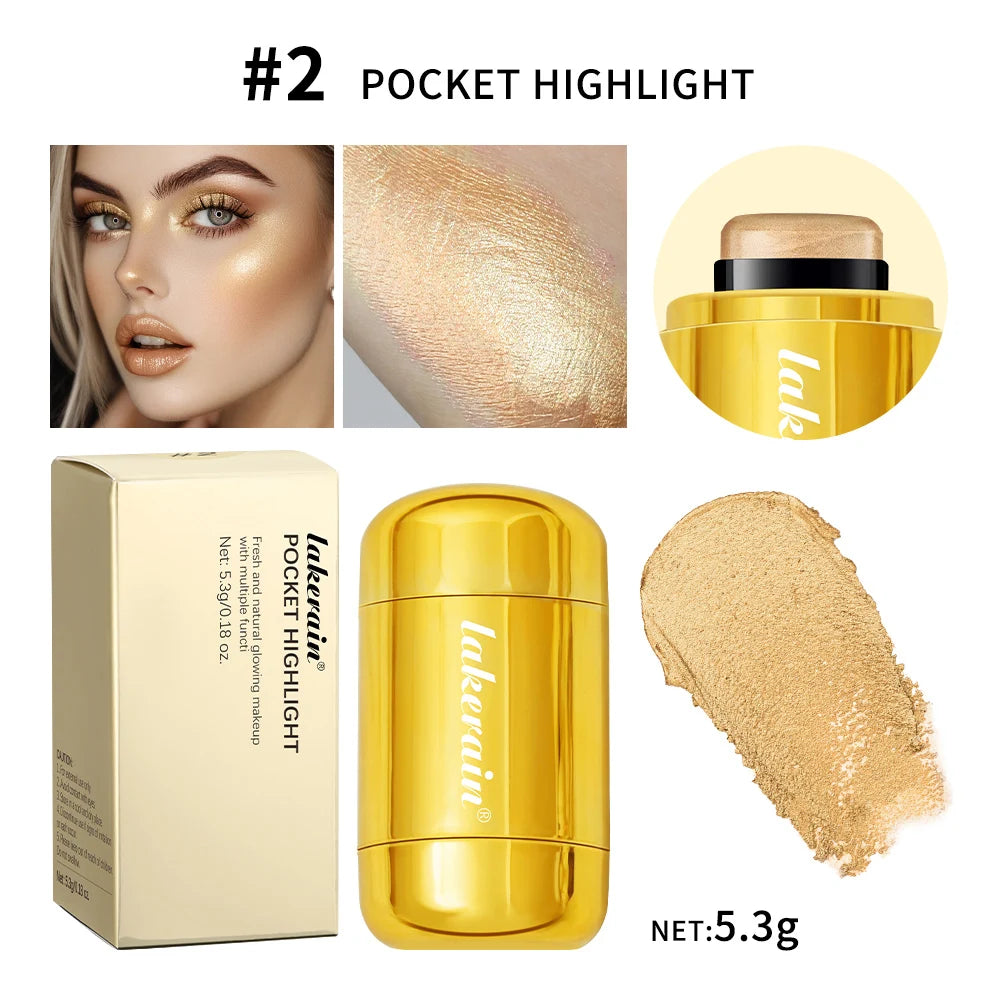 3-in-1Blush Stick Lasting Brightens Facial Cheek Stick Moisturizing Flash Lip Gloss Makeup Lip Gloss Face Rouge