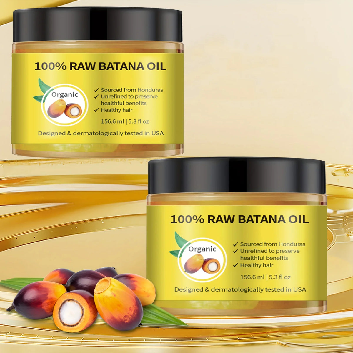 Batana Oil For Scalp And Hair Care, Palm Oil Enriched, Plant Extracts, Scalp And Hair Care Product
