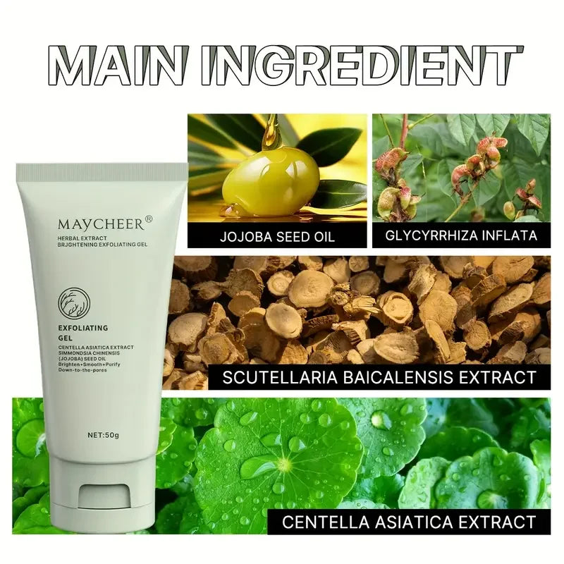 Herbal Extract Exfoliating Gel, Cleansing Scrub Gel, Facial Deep Cleansing Pores and Exfoliation, Moisturizing Skin Care Product