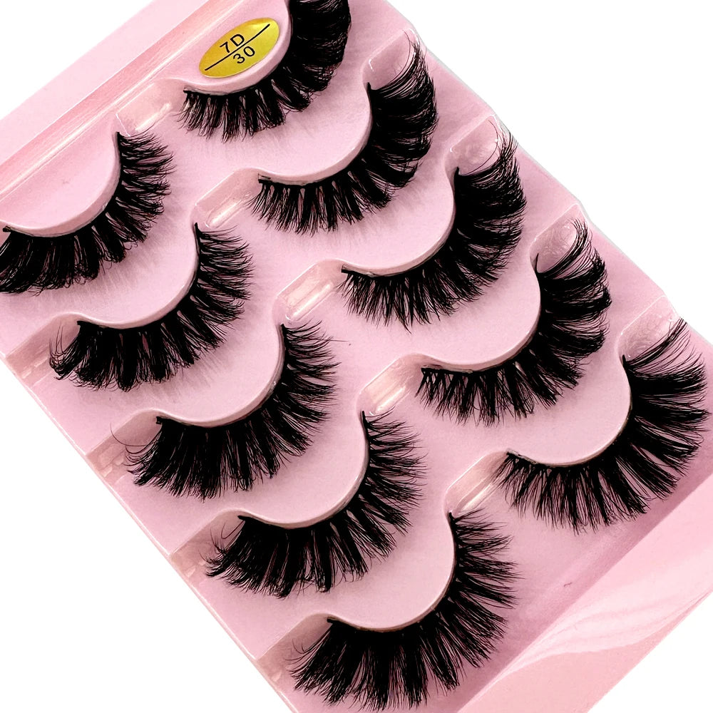 Cat Eye Eyelashes 3D Natural False Lashes D Curl Fluffy Soft Cross 5 Pairs Manga Lashes Wispy Natural Eyelash Extension Makeup