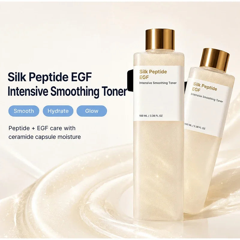 Silk Peptide EGF Facial Toner Gold Particle Smoothing Essence Water Deep Hydration Moisturizing Face Liquid Daily Korea Skincare