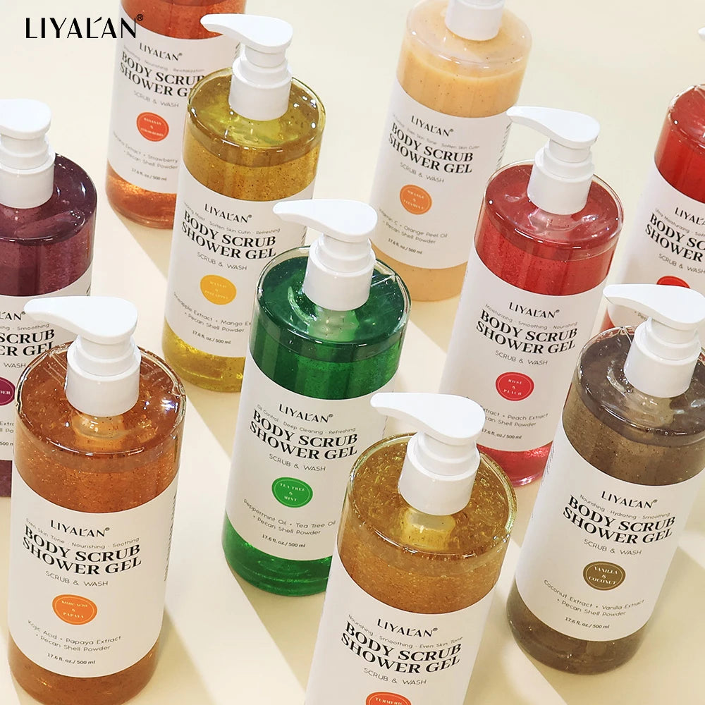 Scrub Shower Gel Turmeric Kojic Acid Even Skin Tone Smooth Exfoliating Moisturizing Soothing Body Wash Body Care Cleansing Bath
