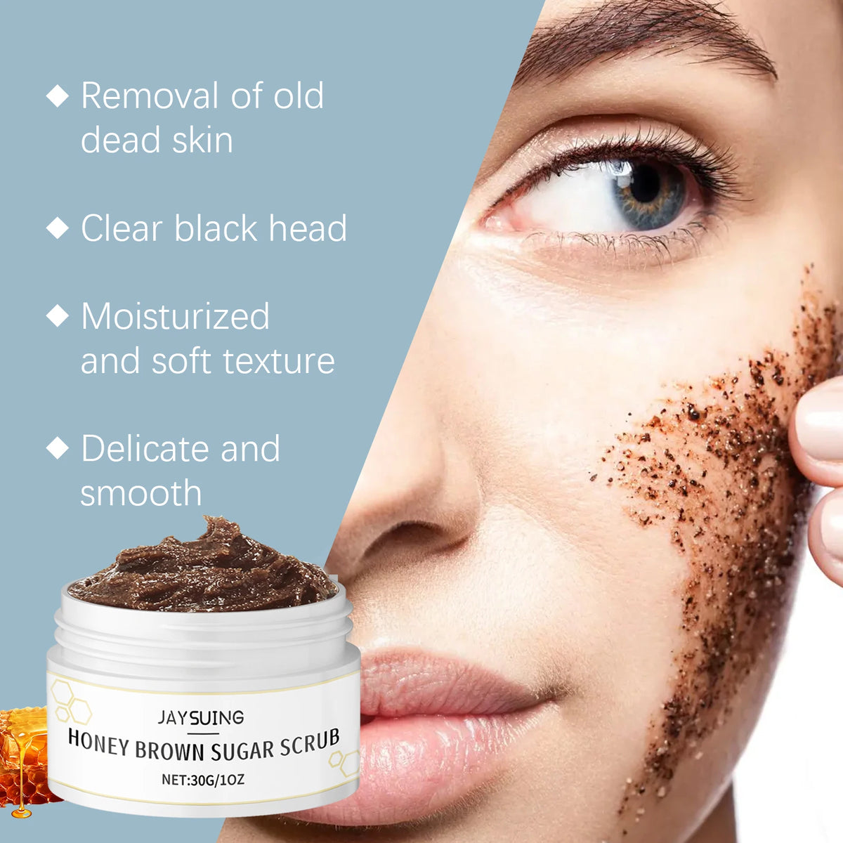Honey Brown Sugar Scrub Cream Exfoliate Remove Facial Oil Shrink Pores Smooth Moisturize Skin Softening Keratin Cleansing Scrub