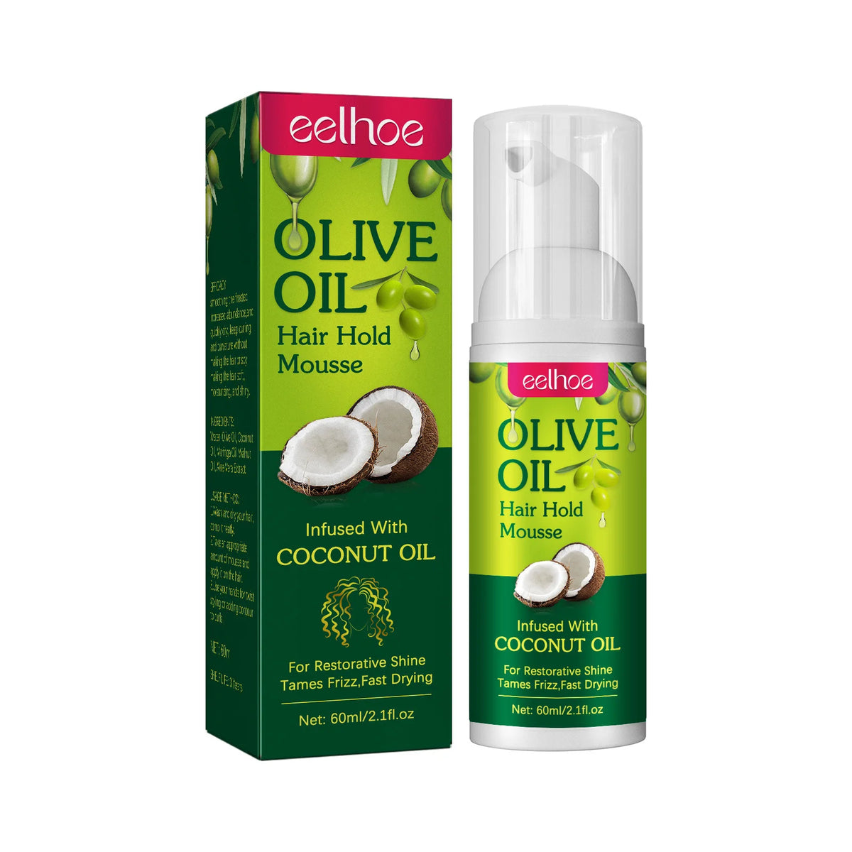 EELHOE Hair Styling Mousse Long Lasting Hydrating Natural Curl Enhancer Tame Frizzy Wave Fluffy Hair Treatment Olive Oil Spray