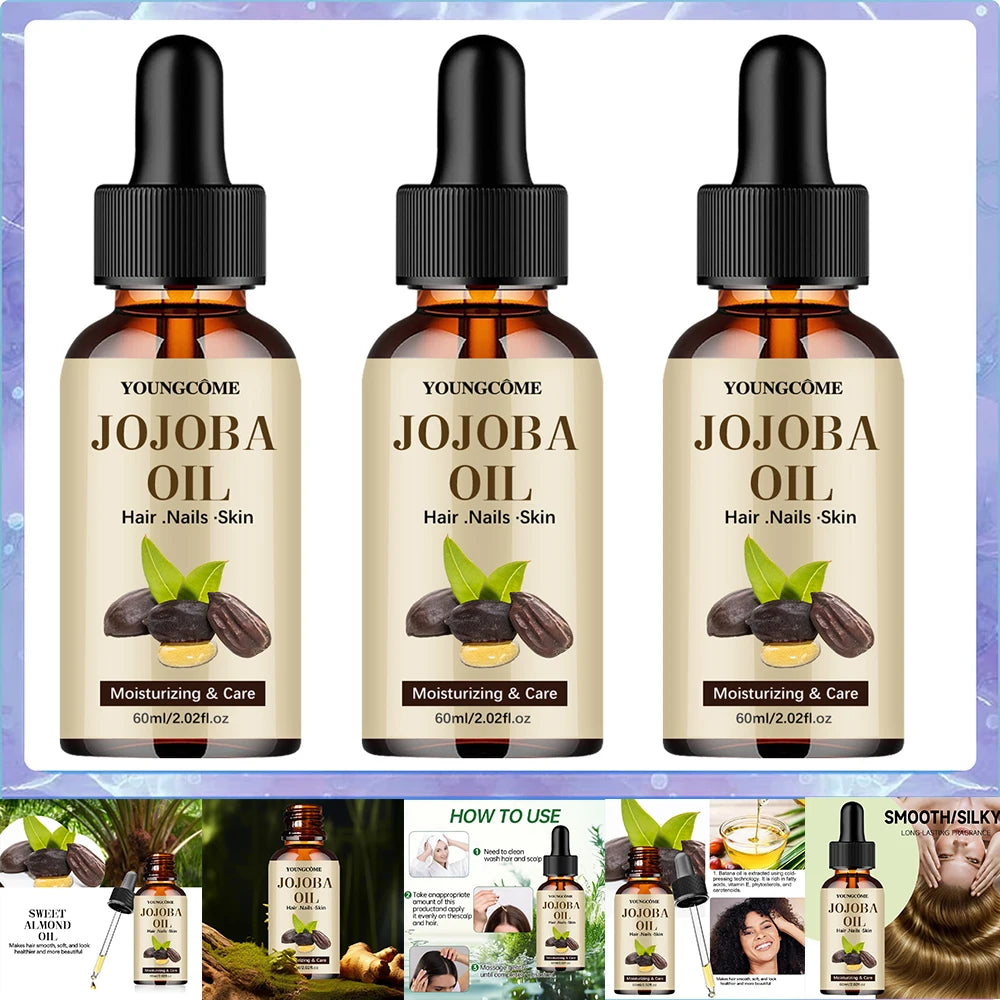Organic Jojoba Oil, Pure Moisturizing Oil For Face, Hair, Skin Nails | Natural Cold Pressed Hexane Free Carrier Oil Hair Relaxer