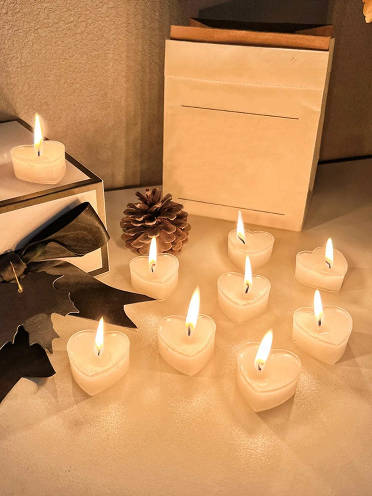9pcs Heart-shaped Scented Tea Candles Valentine's Day Romantic Love Candle Proposals Wedding Anniversary Decorative Candle