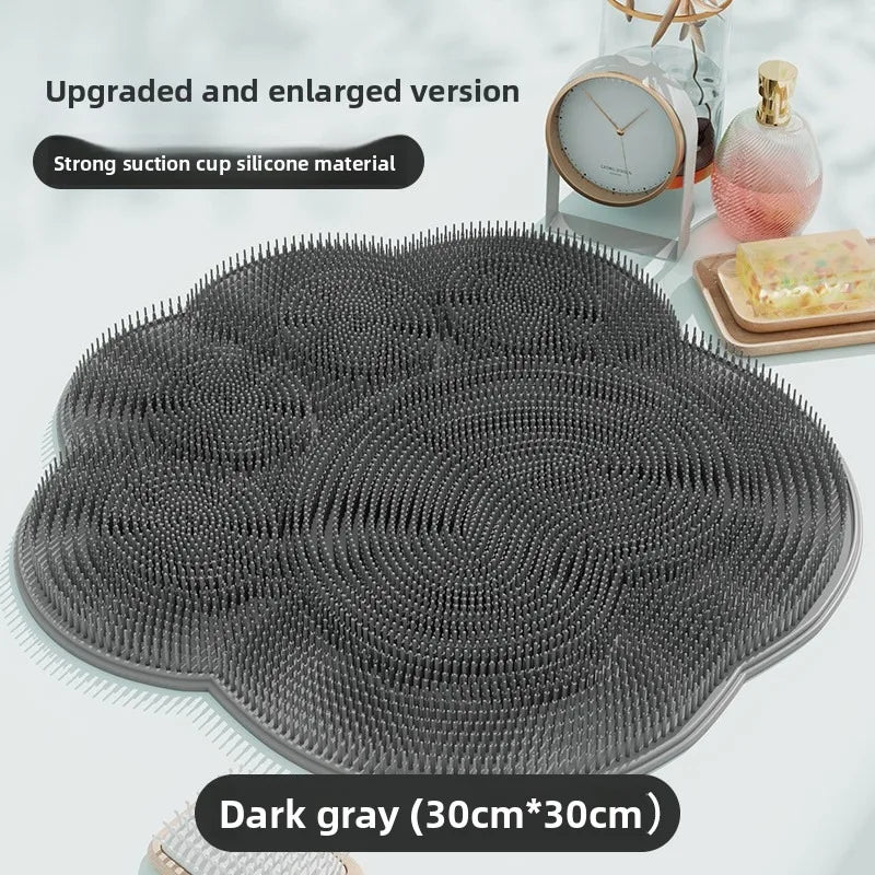 New Bathroom Use Silicone Non-slip Foot Basin Cleaning Pad, with Suction Cup for Exfoliation Shower Head Massage Bath Brush