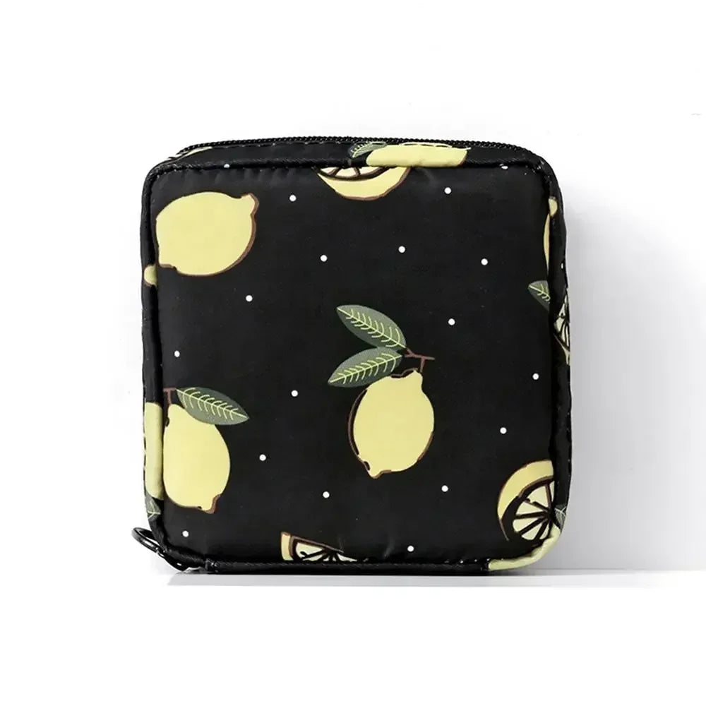 Creative PVC Sanitary Pads Bag Fashion Floral Print Large Capacity Multipurpose Coin Purse Portable Cosmetic Storage Bag