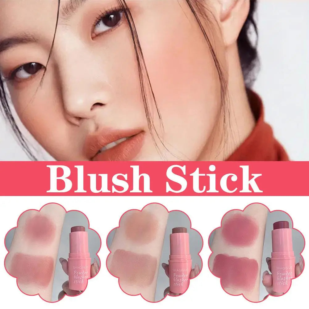 3in1 Monochrome Blusher Cheek Lip Tinted Durable Matte Natural Rouge Powder Blusher Stick Cream Matte Contour Makeup Cosmetices