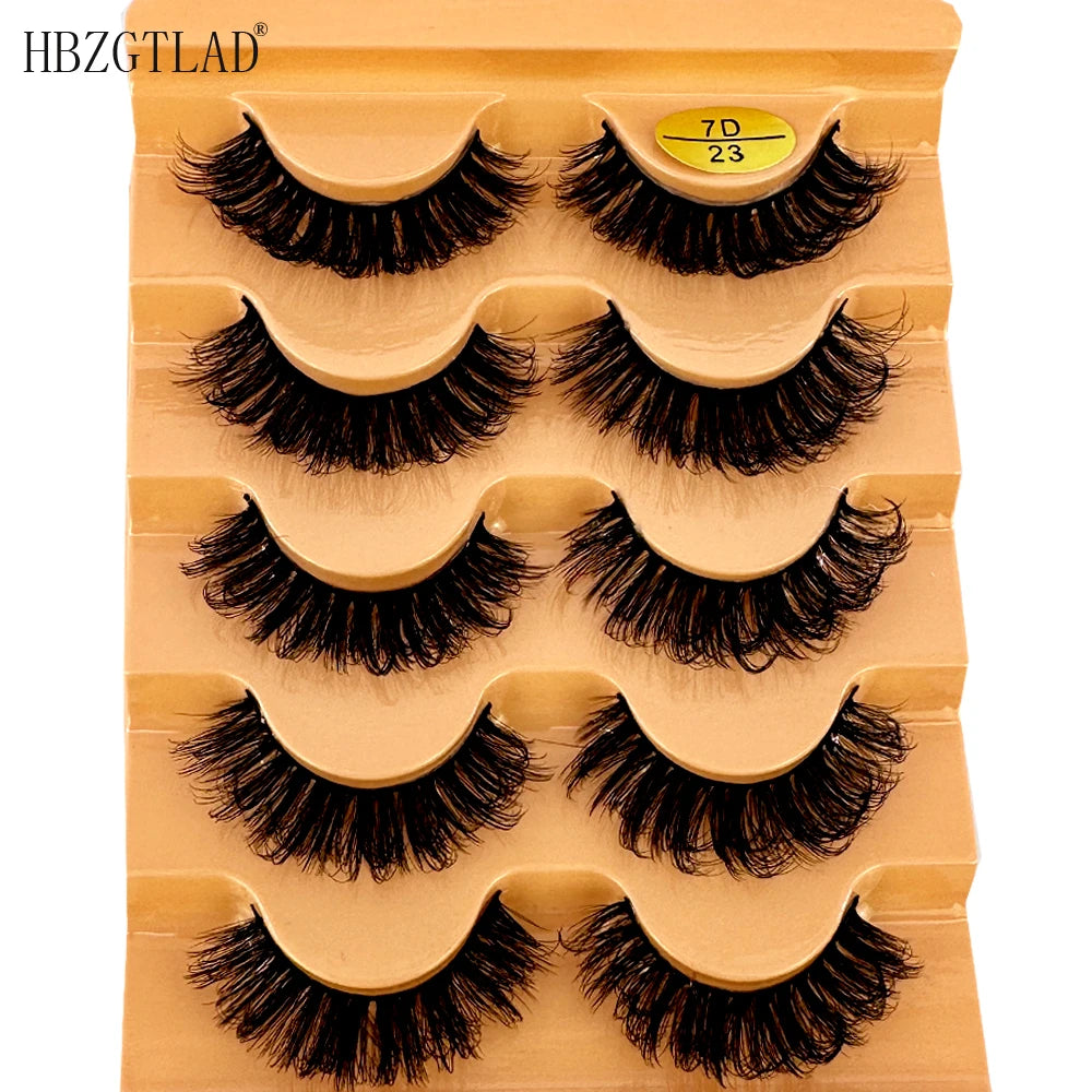 Cat Eye Eyelashes 3D Natural False Lashes D Curl Fluffy Soft Cross 5 Pairs Manga Lashes Wispy Natural Eyelash Extension Makeup