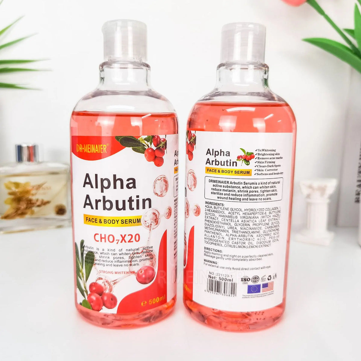 500ML Vitamin C AHA HYALURONIC& NICOTINAMIDE Face Serum Spots Eraser Corrector Whitening Moisturizing Lightening Body Cream 4