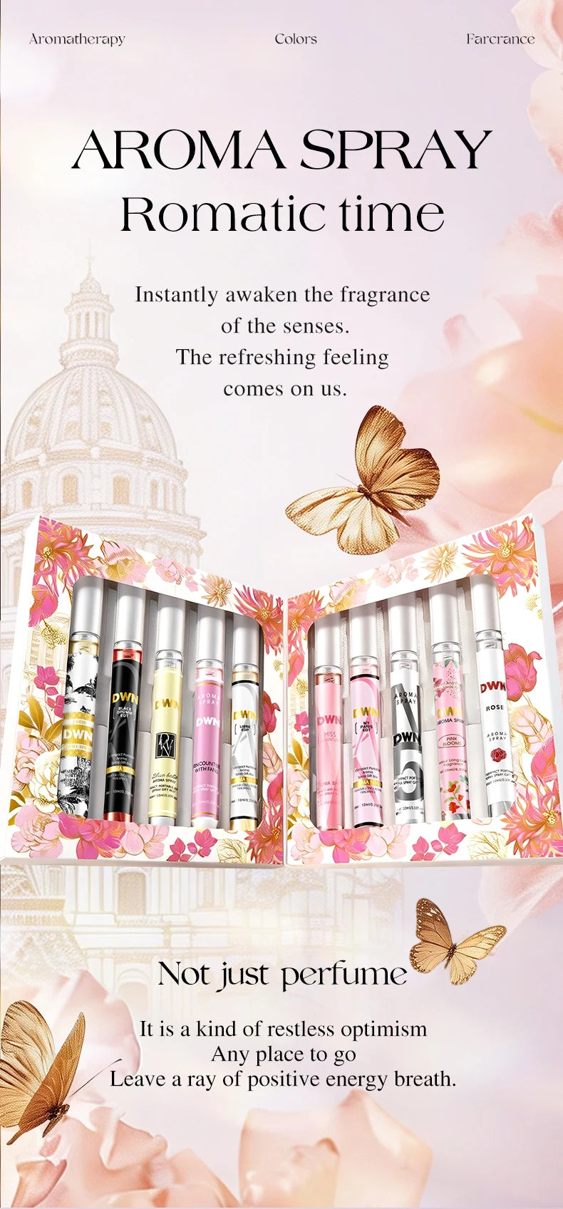 Women's 10 Piece Mixed Alcohol-Free Fragrance Set (Romantic and Elegant Gift Box, Long-Lasting Floral Fragrance)