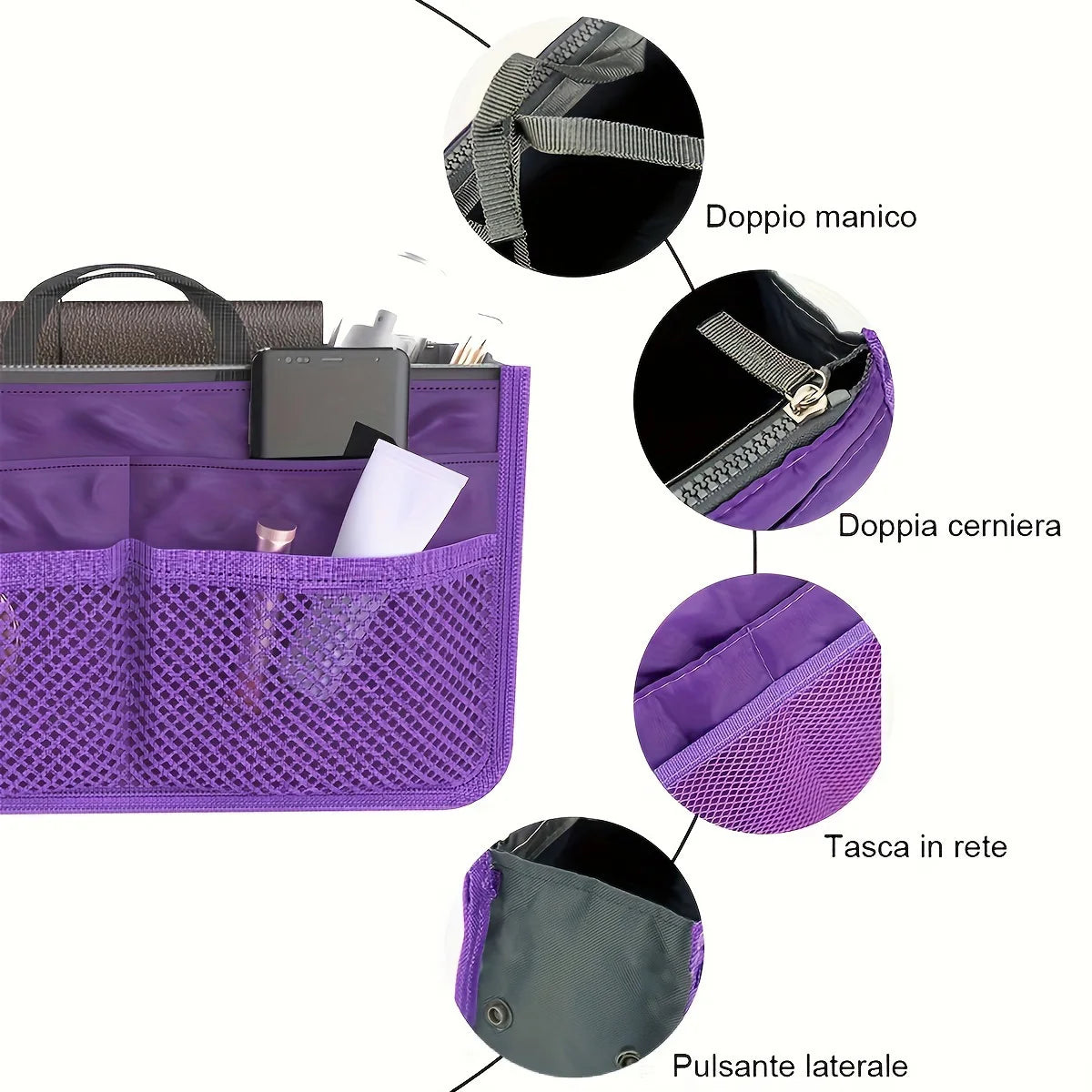 Multifunctional Bi-fold Storage Bag Double Zipper Large Capacity Storage Arrangement Makeup Toiletries Large Classification Bag