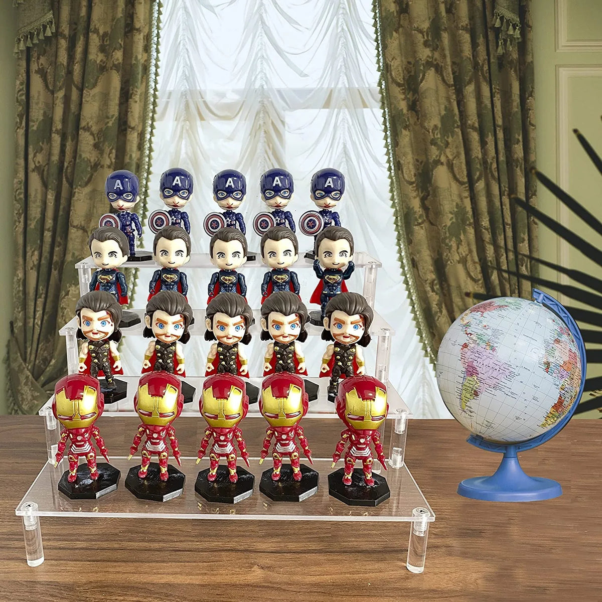 Acrylic Riser Display Shelf,3 Tier Display Stand for Amiibo Funko POP Figures,Cupcake Perfume Organizer Makeup Collection Doll