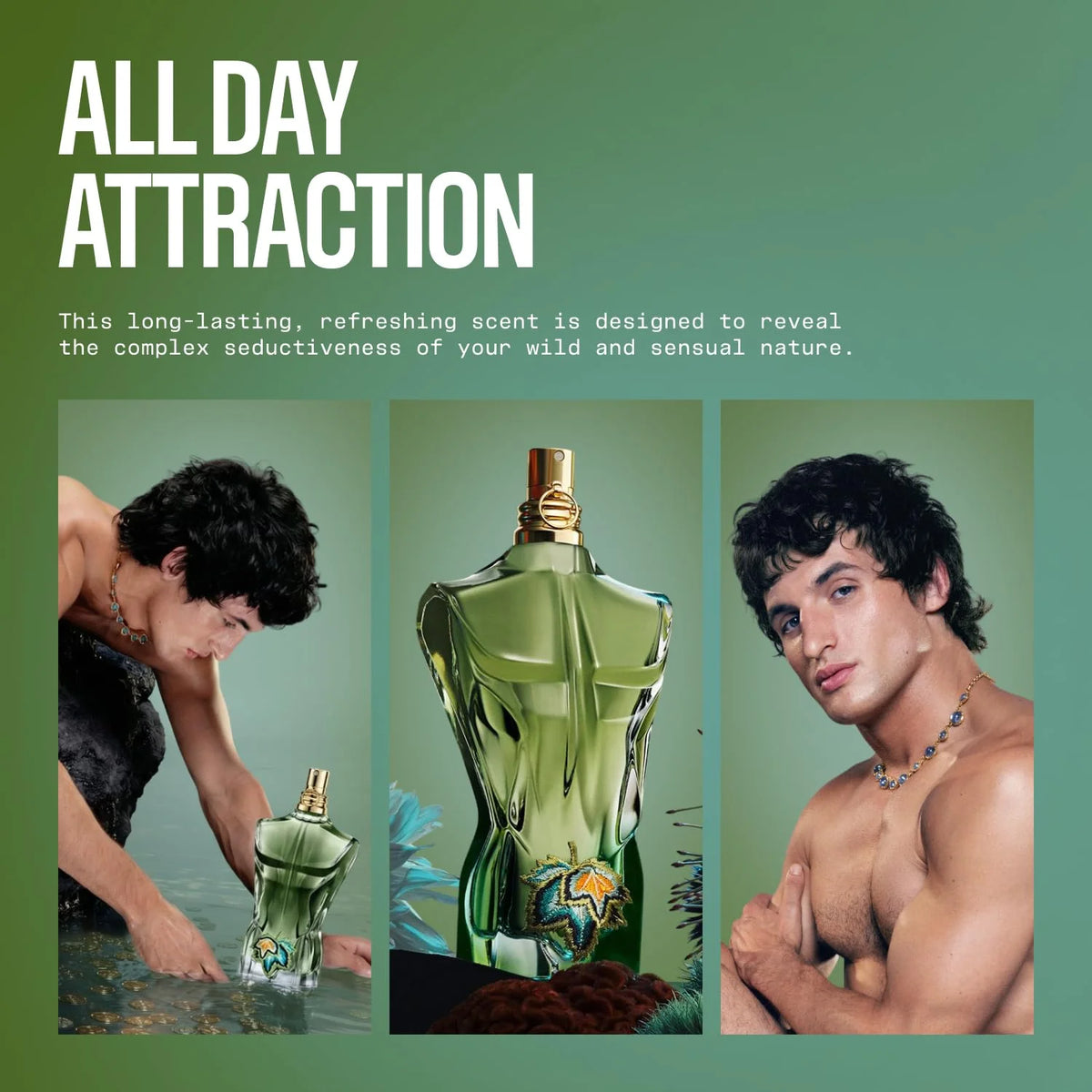 Jean Paul Gaultier Le Beau Paradise Garden Eau De Toilette, Iconic Green Torso Bottle, Fresh Woody Aromatic Luxury Fragrance125ML