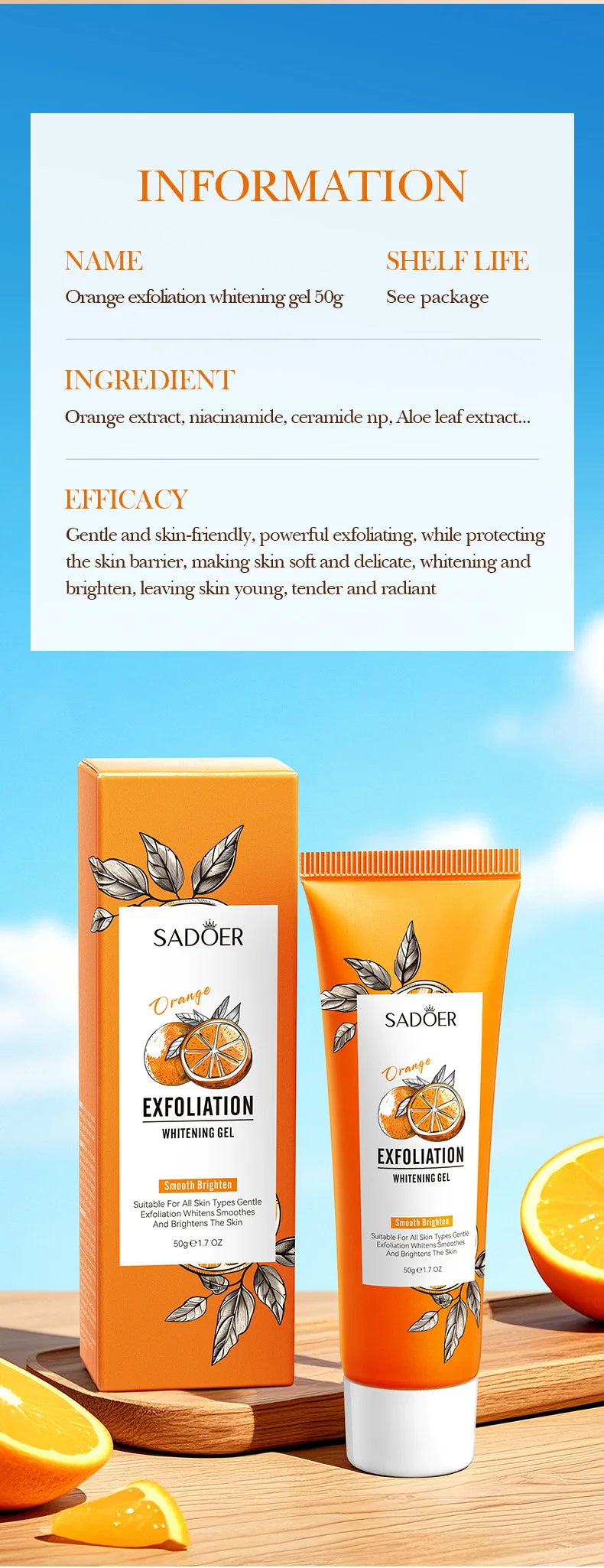 Orange Exfoliating Peeling Gel Facial Scrub Moisturizing Nourish Repair Scrubs Blackhead Removal Face Cleanser Korean Cosmetics
