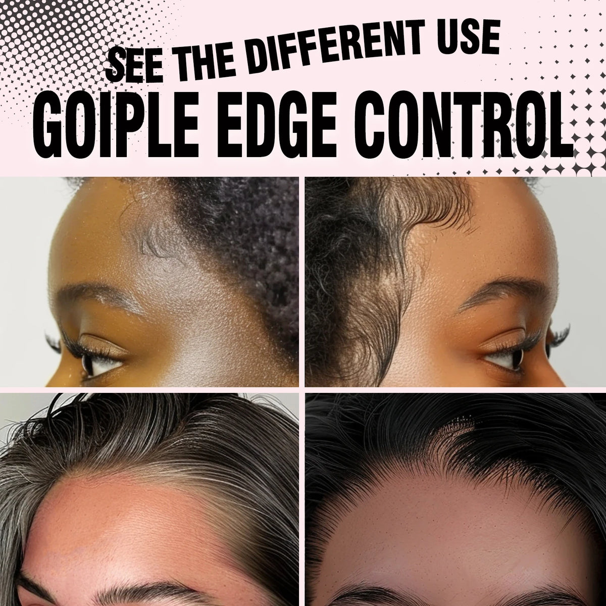 GOIPLE Edge Control Gel for Covering Gray Hair Filling In Thin Areas Black Styling Wax Strong Hold Broken Hair Finishing Pomade