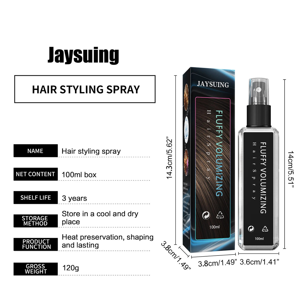 Fluffy Hair Styling Spray Long-Lasting Volumizing Curly Hair Building Hairstyle Quick Styling Hair Thickening Magic Spray 100ml