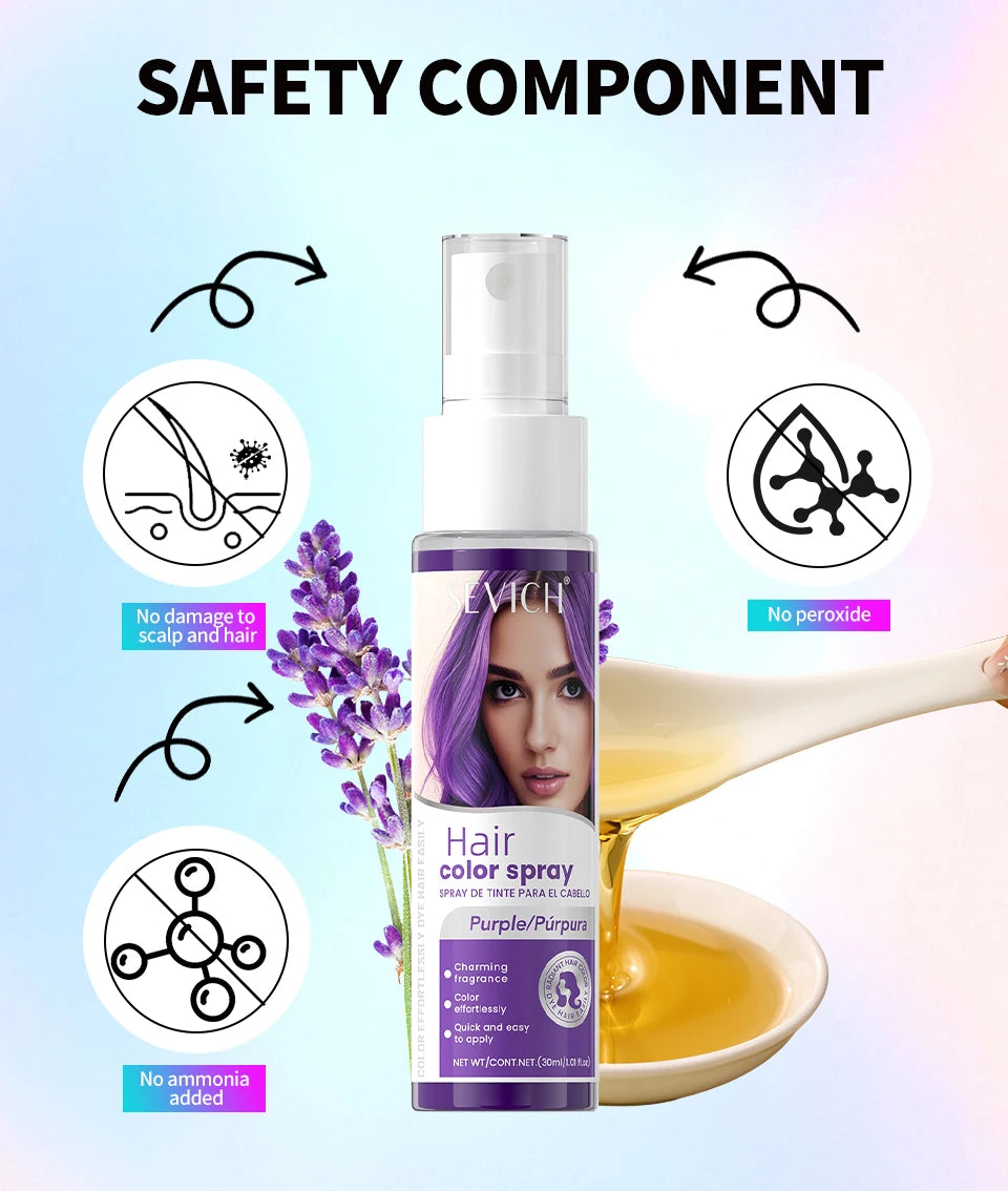 New Hair Color Spray 30ml Temporary Diy Hair Dye Spray Halloween Party Costume Instant Hair Styling Spray Disposable Hair Tools