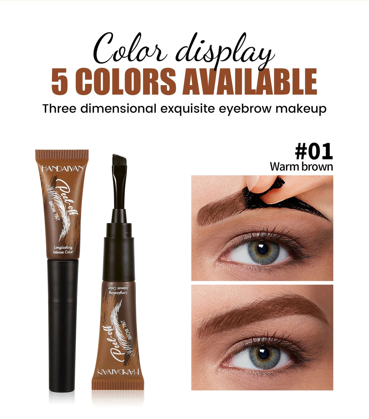 5 Colors Peel Off Eyebrow Gel Semi Permanent Brow Tint Waterproof Lasting Tattoo Peel Off Eyebrow Gel Tint Natural Brows Makeup