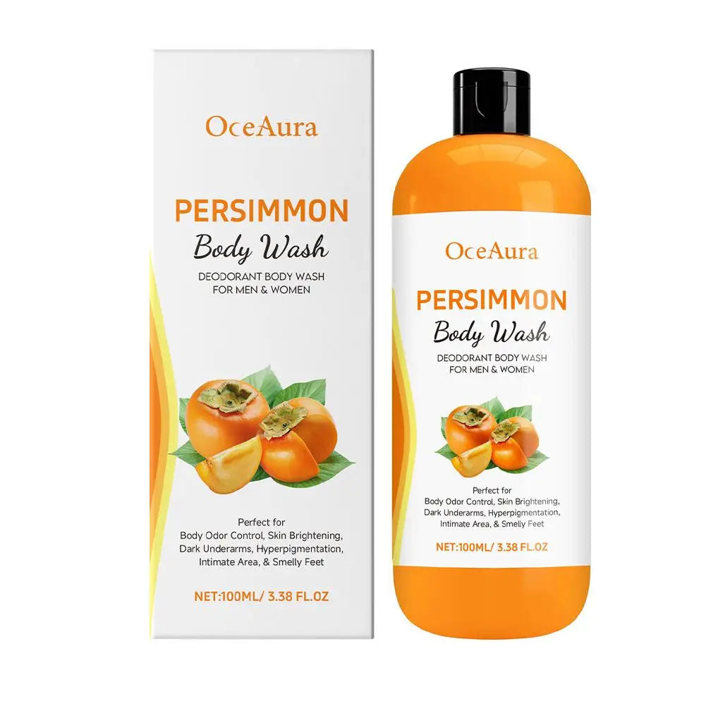 100ML Persimmon Body Wash Moisturizing Skin Cleaning Smooth Soft Body Odor Remover Bath Products Exfoliating Shower Gel Care