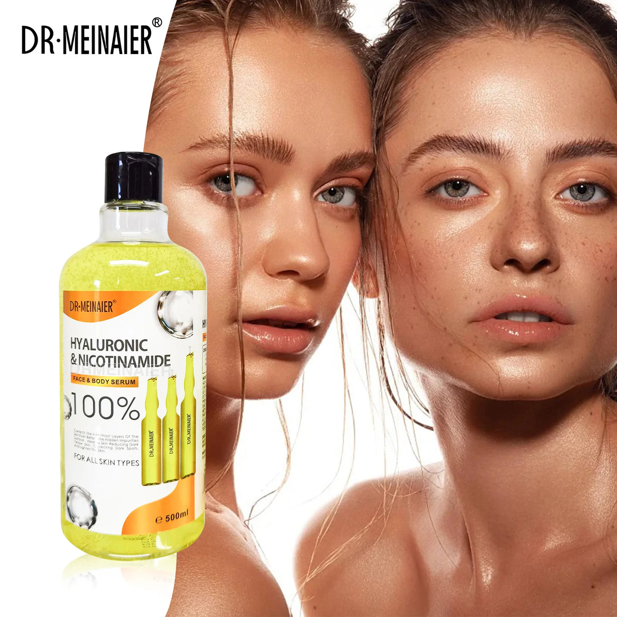 500ML Vitamin C AHA HYALURONIC& NICOTINAMIDE Face Serum Spots Eraser Corrector Whitening Moisturizing Lightening Body Cream 4