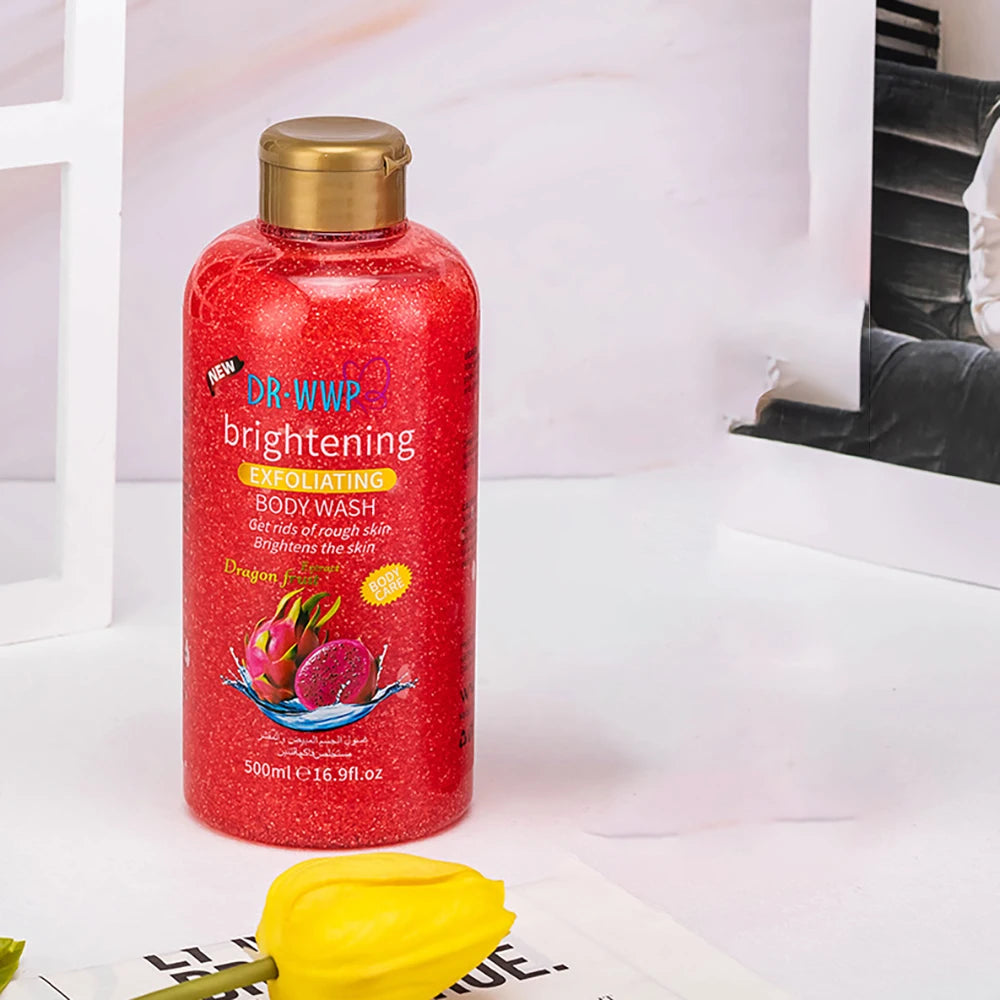 Rose Lavender Kojic Acid AHA Shower Gel Deep Cleansing Brighten Skin Scrub Body Wash Exfoliator Body Care Fragrance Skincare